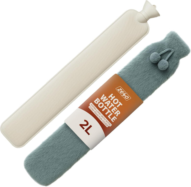 Zeno 2L Grey Long Hot Water Bottle