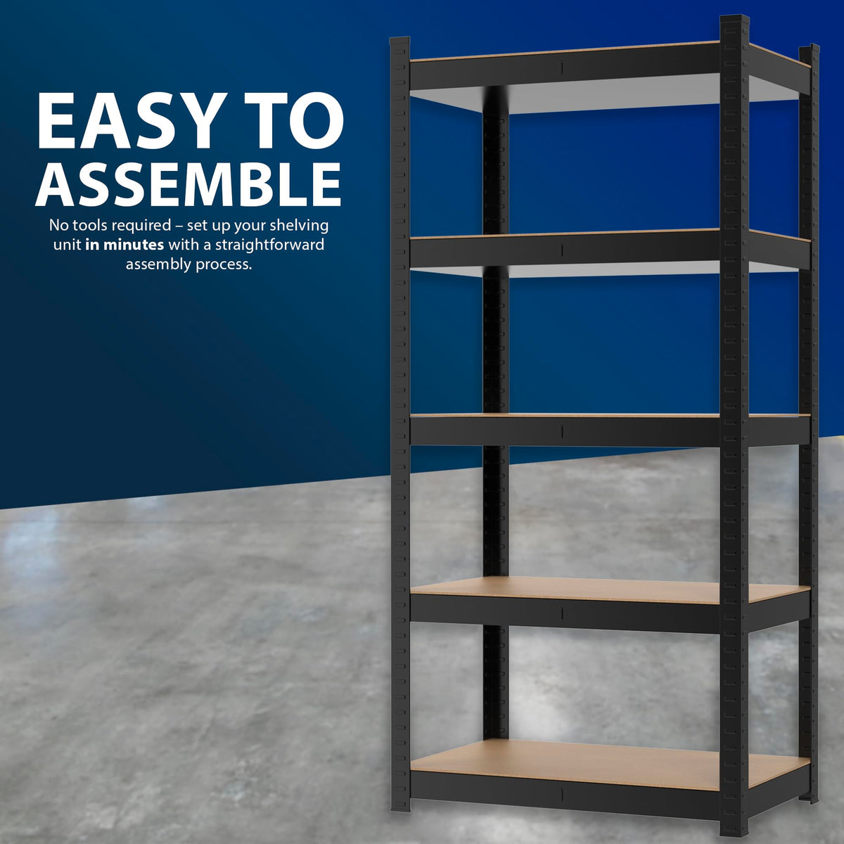 Zeno Black Regular 5 Tier Garage Shelving Unit