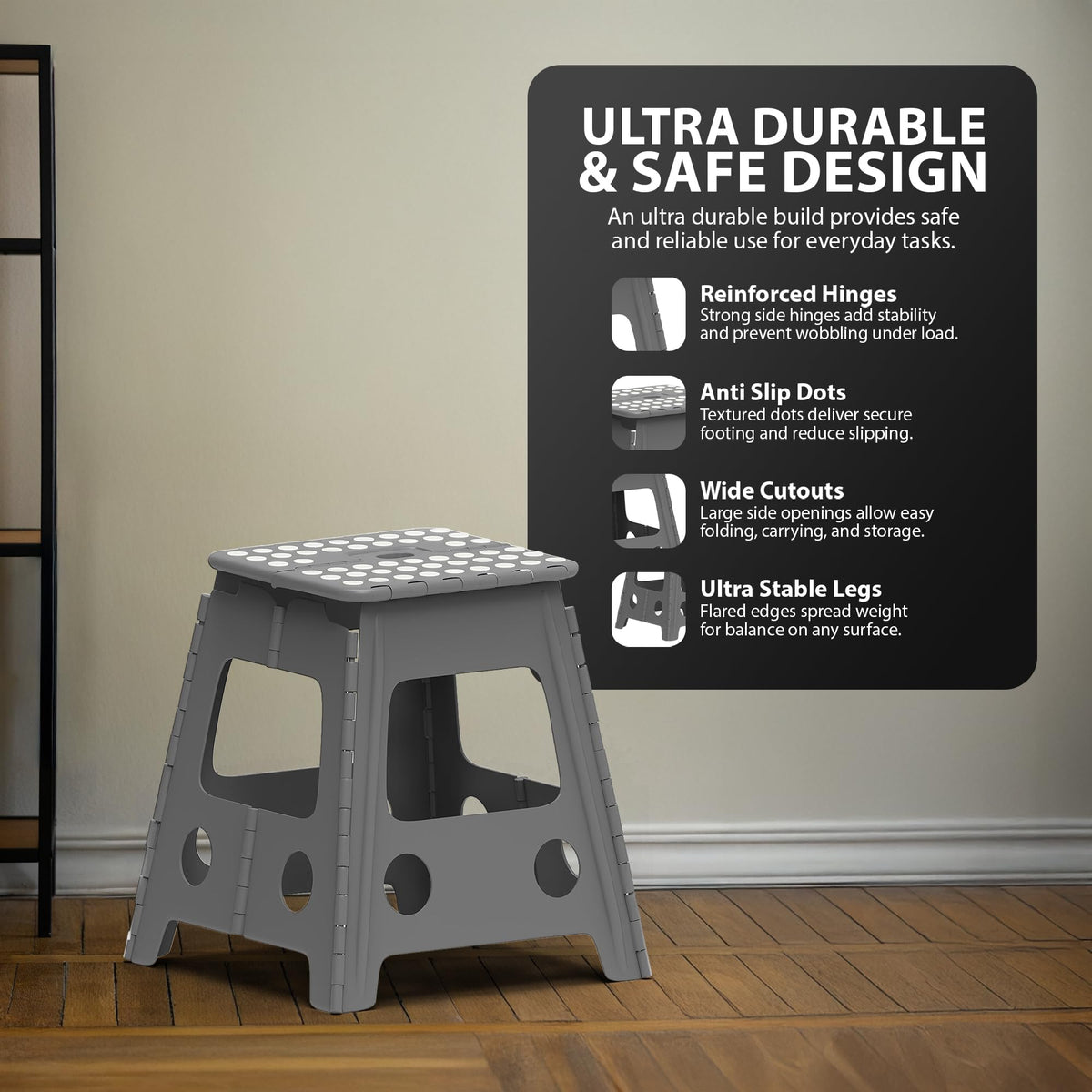 Zeno Grey Folding Step Stool