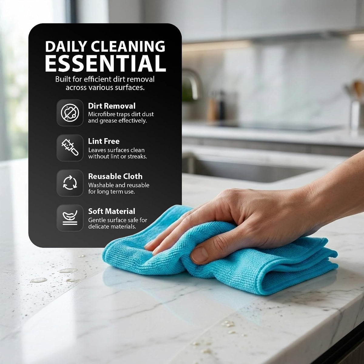 Zeno 10 Pack Light Blue Microfibre Cloths