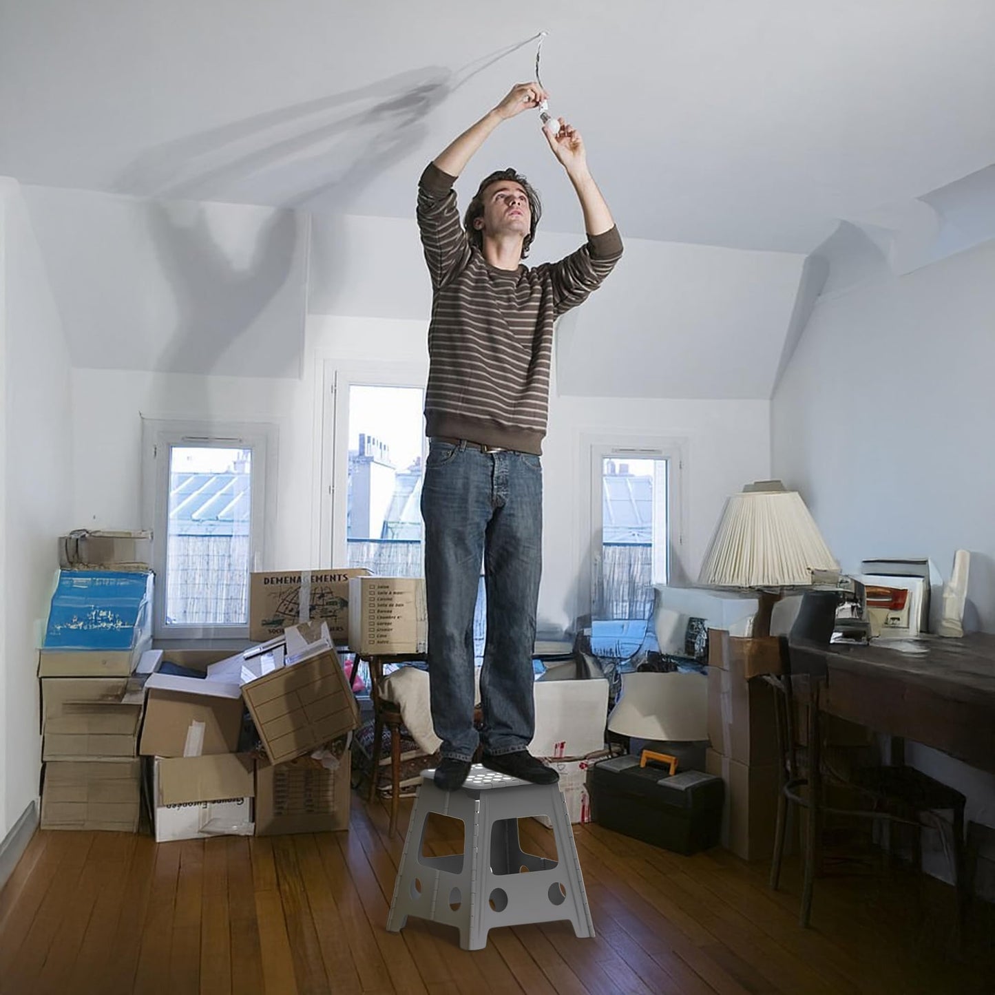 Zeno Grey Folding Step Stool