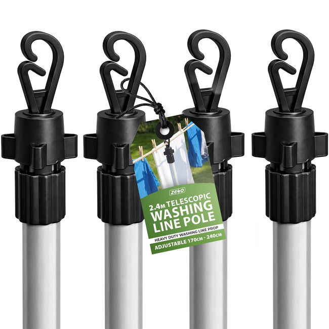 Zeno 4 Pack Silver Washing Line Prop Pole