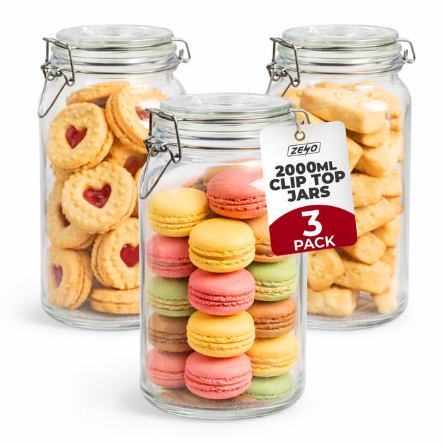 Zeno 3 Pack 2000ml Clip Top Glass Jars