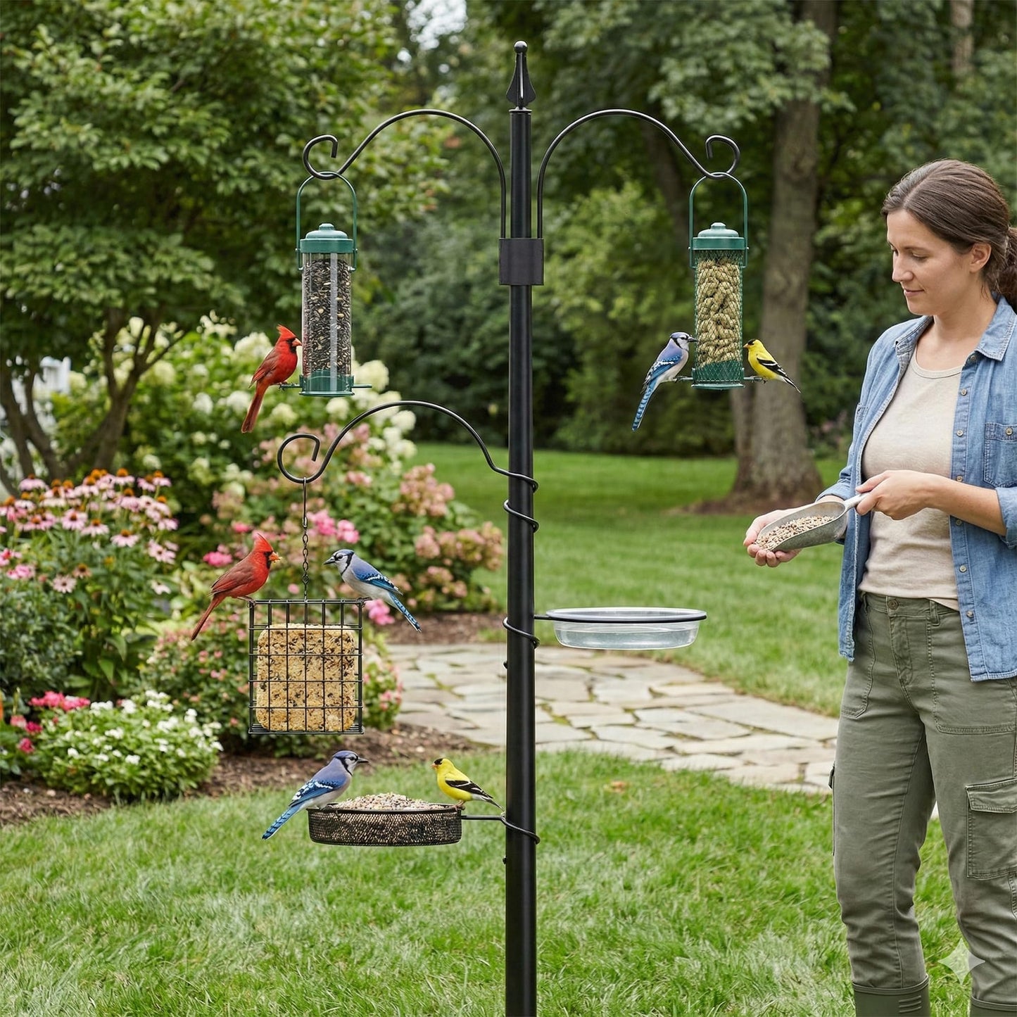 Zeno Bird Feeder Stand including 3 Feeders
