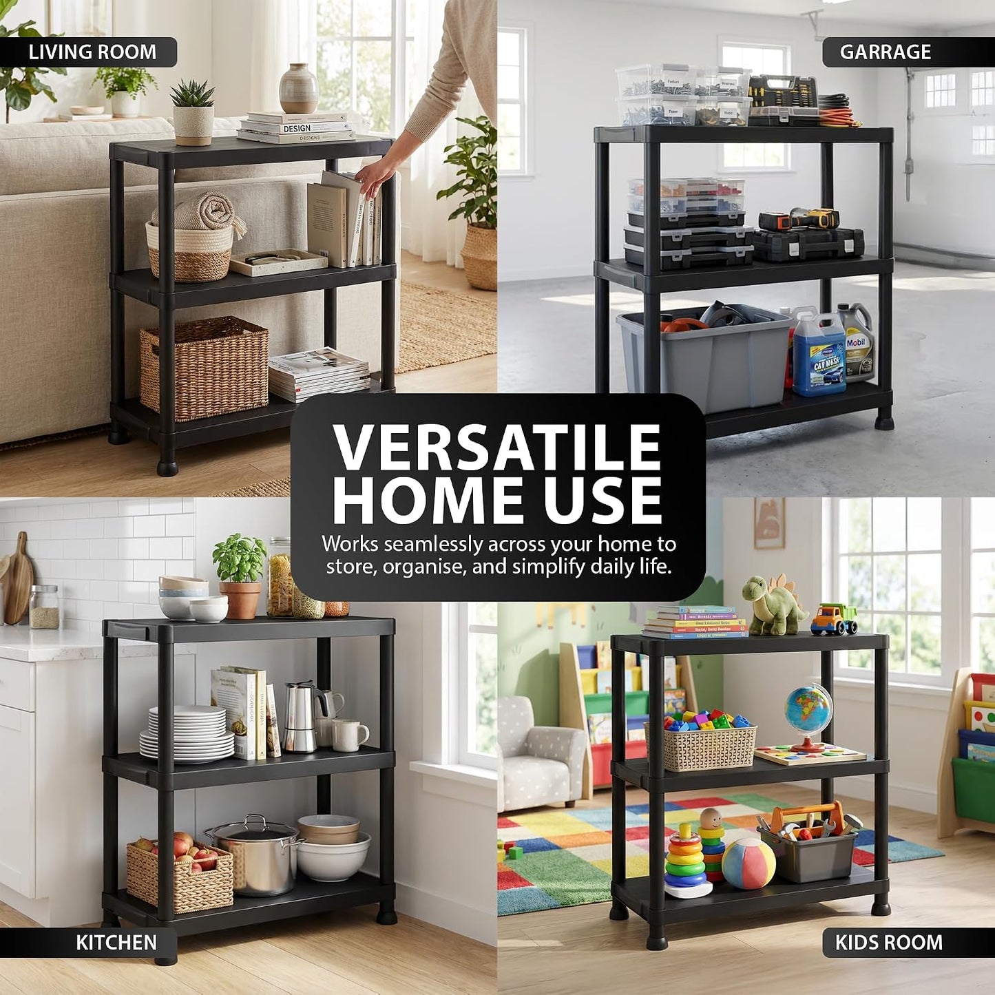 Zeno Set of 2 Plastic 3 Tier Shelving Units