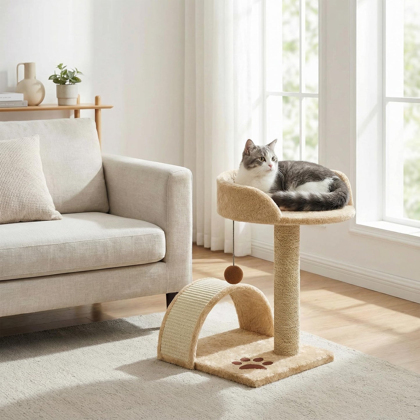 Rex & Roxy 44cm Beige Cat Scratching Tree