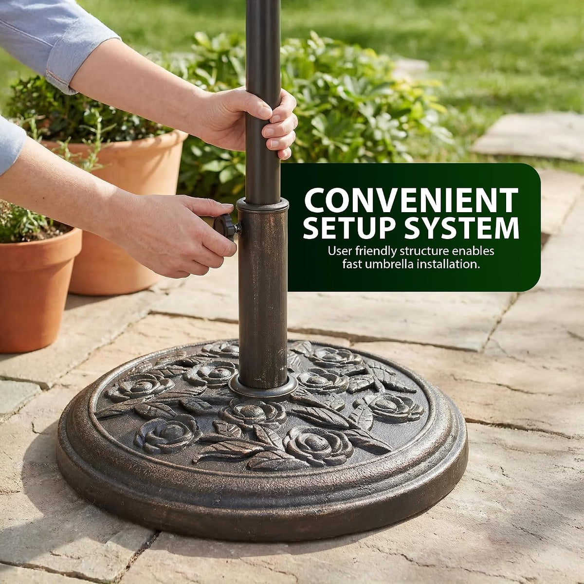 Zeno 9KG Bronze Rose Design Parasol Base