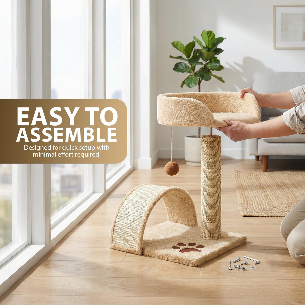 Rex & Roxy 44cm Beige Cat Scratching Tree