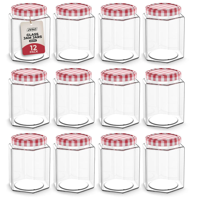 Zeno 12 Pack 250ml Glass Jam Jars