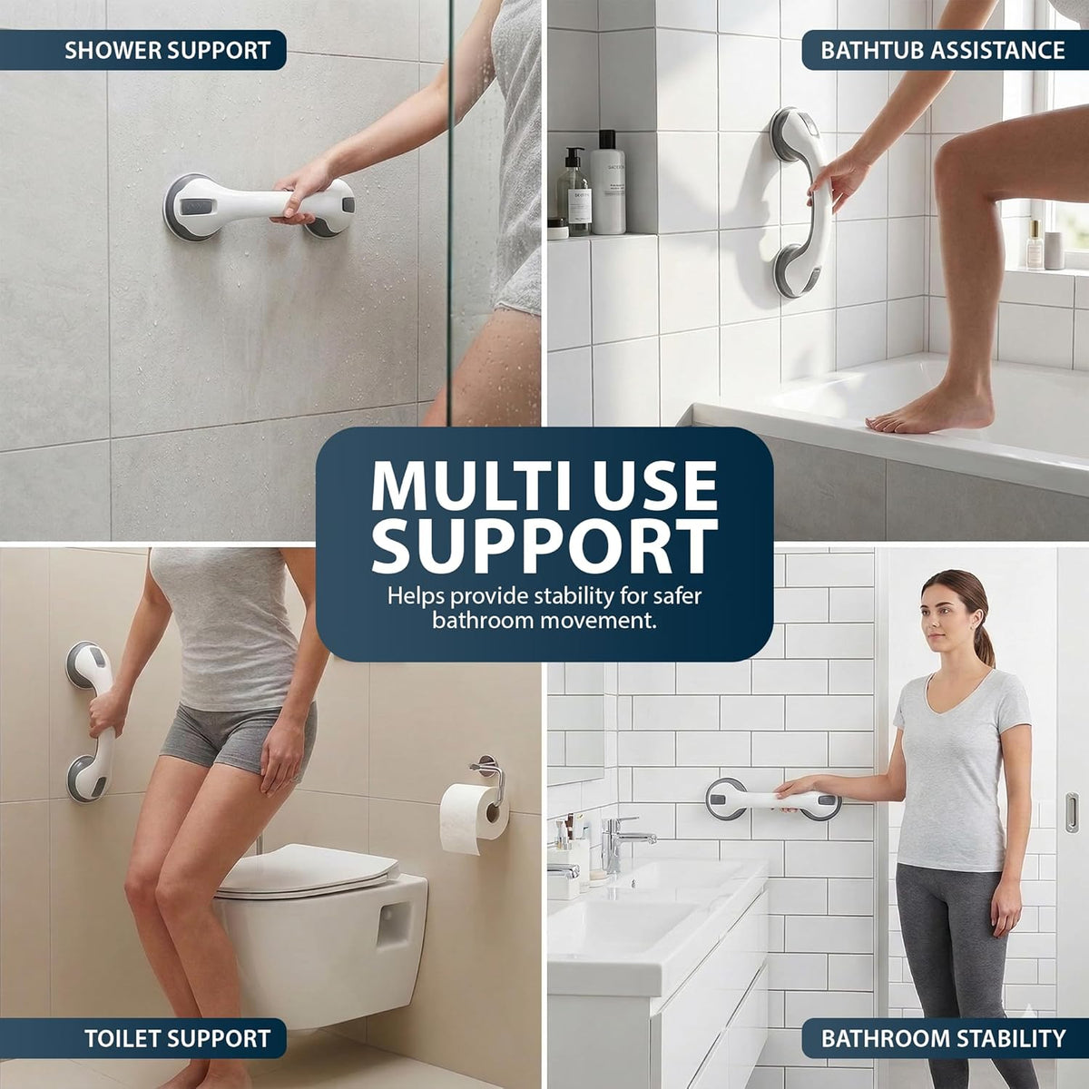 Zeno 2 Pack Grey Grab Rails for Bathroom
