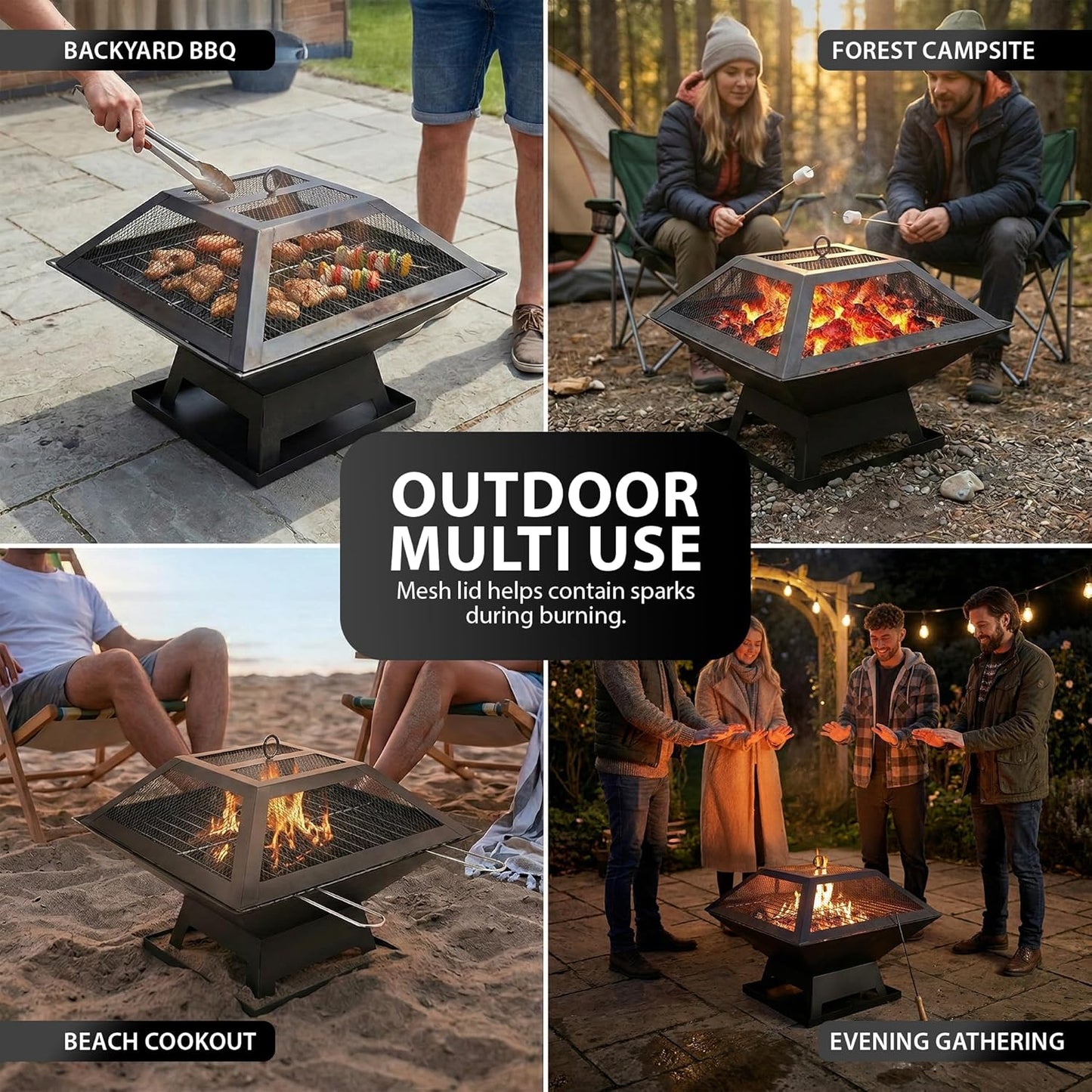Zeno Square Fire Pit Grill