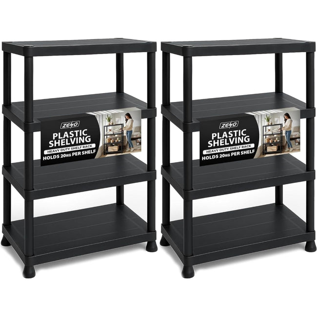 Zeno Set of 2 Plastic 4 Tier Shelving Units