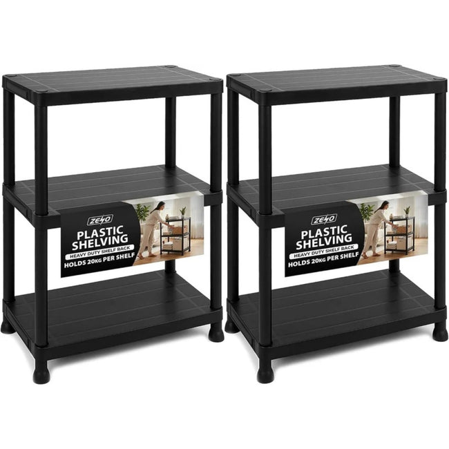 Zeno Set of 2 Plastic 3 Tier Shelving Units