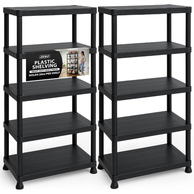 Zeno Set of 2 Plastic 5 Tier Shelving Units