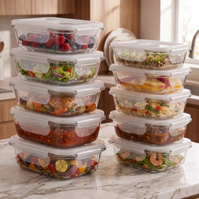 Zeno 10 Pack Glass Containers with Lids