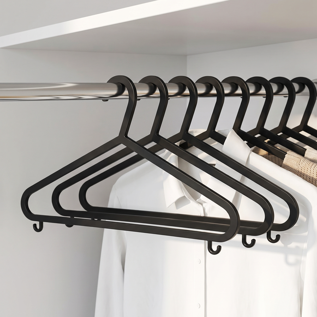 Zeno 20 Pack Black Plastic Coat Hangers