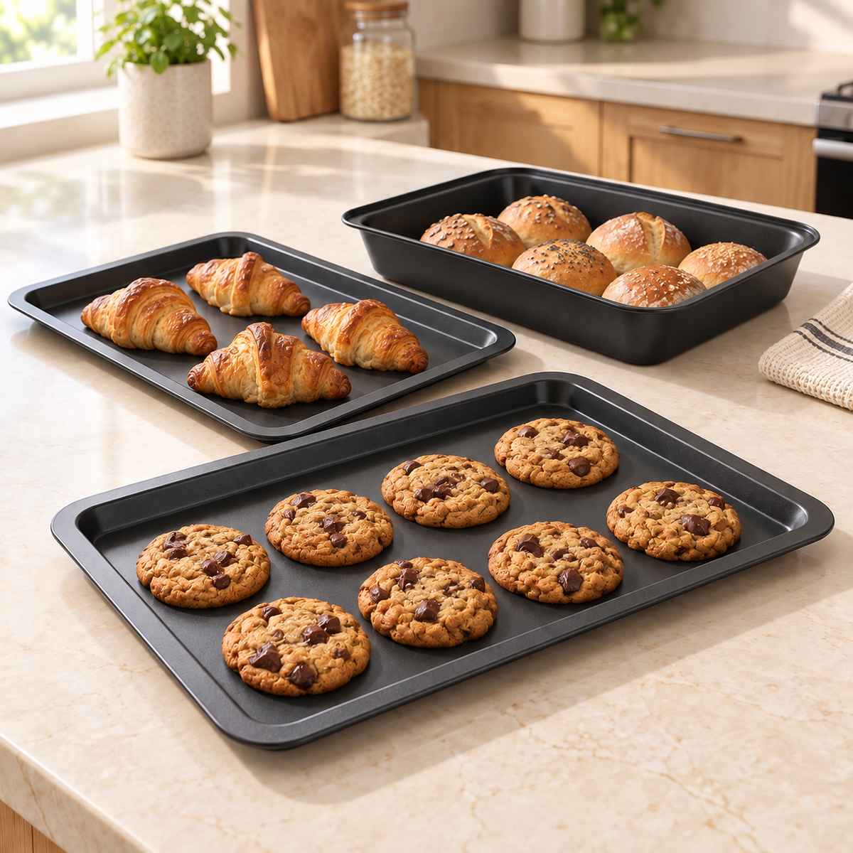 Zeno 3 Piece Non-Stick Baking Tray Set