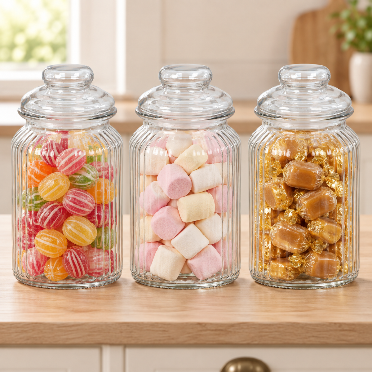 Zeno Set of 3 1350ml Airtight Vintage Glass Jars