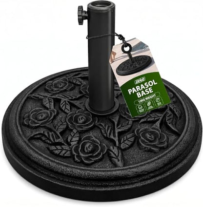 Zeno 12KG Black Rose Design Cast Iron Parasol Base