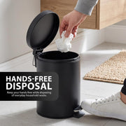 Zeno 3L Matte Black Pedal Bathroom Bin