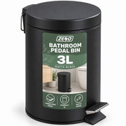 Zeno 3L Matte Black Pedal Bathroom Bin