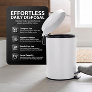 Zeno 3L Matte White Pedal Bathroom Bin