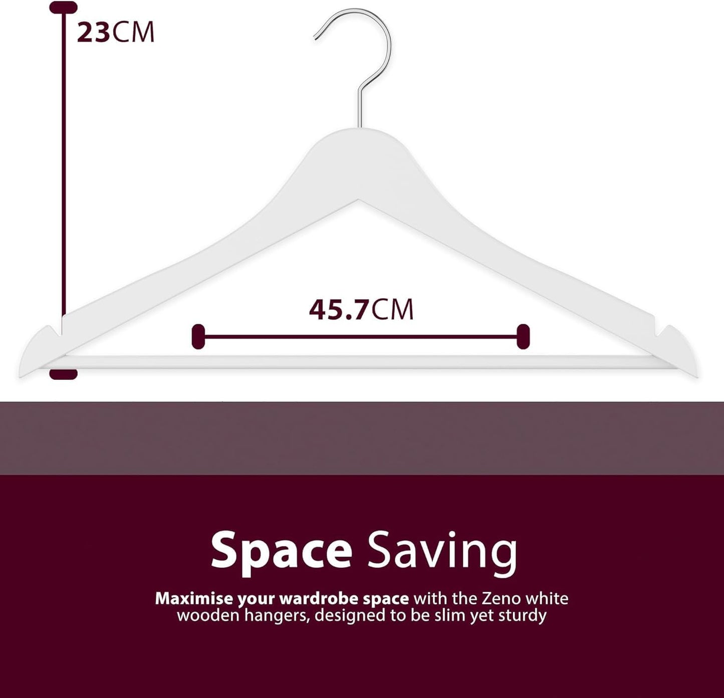 Zeno 40 Pack White Wooden Hangers