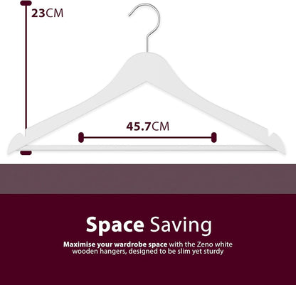 Zeno 40 Pack White Wooden Hangers