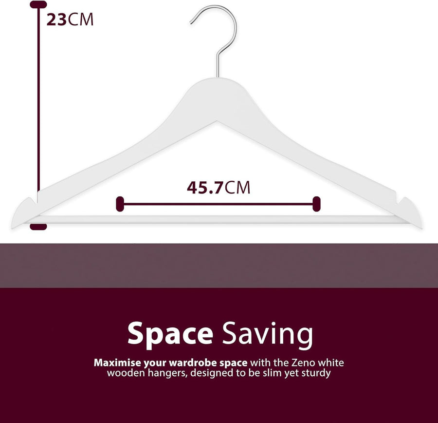 Zeno 40 Pack White Wooden Hangers