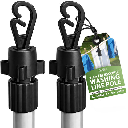 Zeno 2 Pack Silver Washing Line Prop Pole