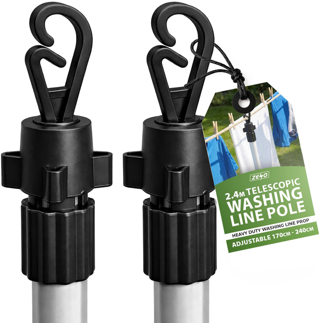 Zeno 2 Pack Silver Washing Line Prop Pole