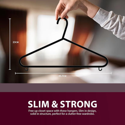 Zeno 20 Pack Black Plastic Coat Hangers
