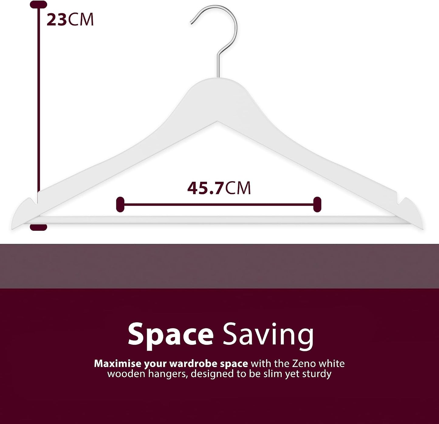 Zeno 20 Pack White Wooden Hangers
