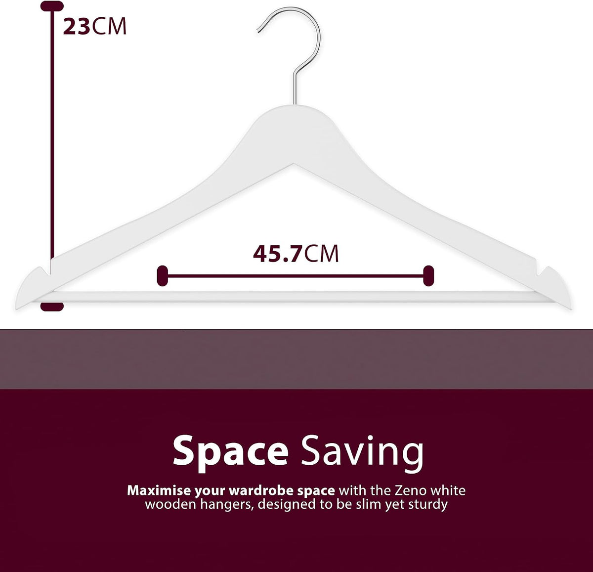 Zeno 20 Pack White Wooden Hangers
