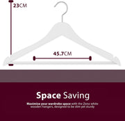 Zeno 20 Pack White Wooden Hangers