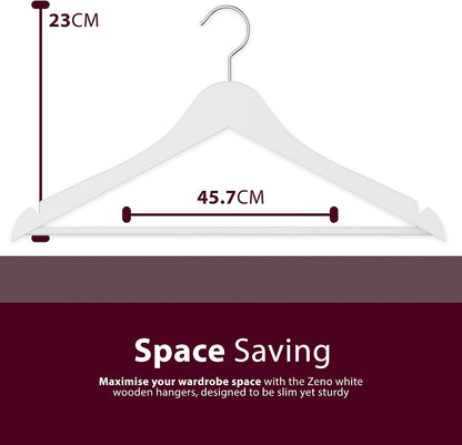 Zeno 20 Pack White Wooden Hangers
