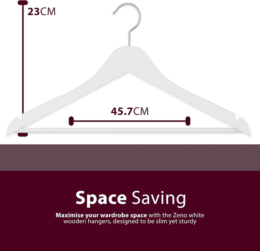 Zeno 20 Pack White Wooden Hangers