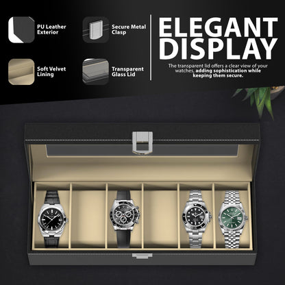 Zeno 6 Compartment Watch & Jewellery Display Box