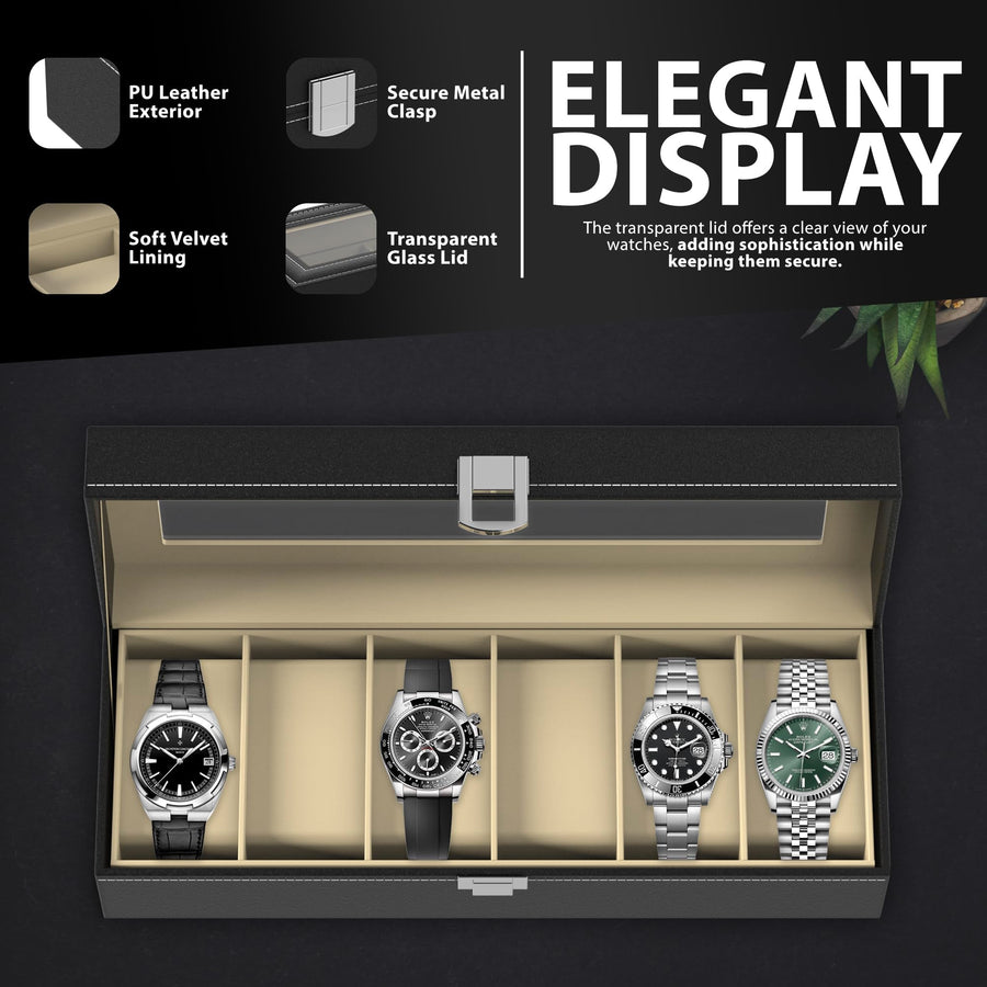 Zeno 6 Compartment Watch & Jewellery Display Box