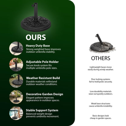 Zeno 9KG Black Rose Design Cast Iron Parasol Base