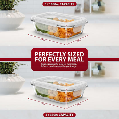 Zeno 10 Pack Glass Containers with Lids
