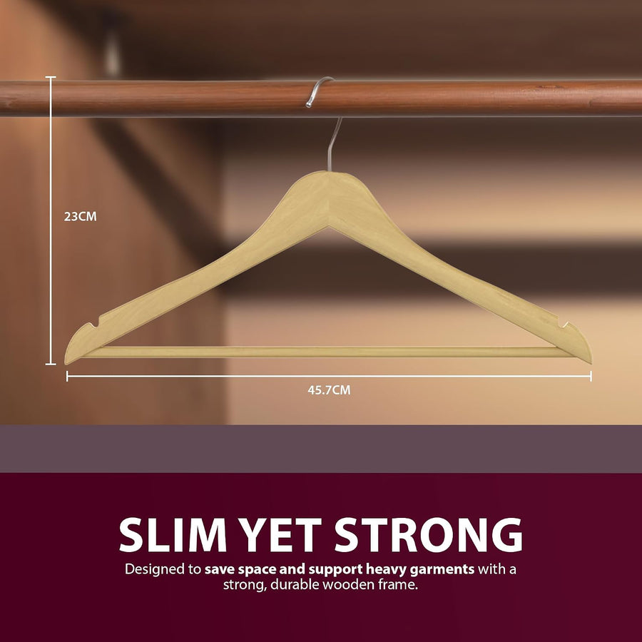Zeno 40 Pack Natural Wooden Coat Hangers