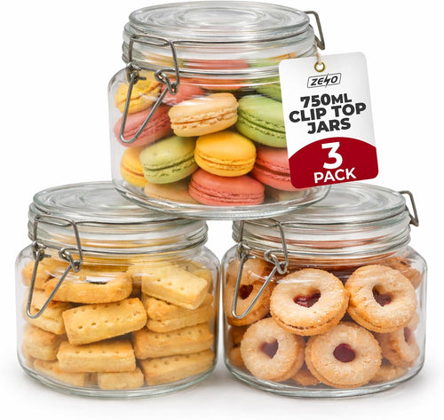 Zeno 3 Pack 750ml Clip Top Glass Jars