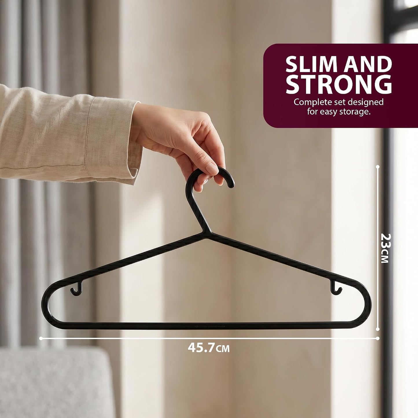 Zeno 50 Pack Black Plastic Coat Hangers