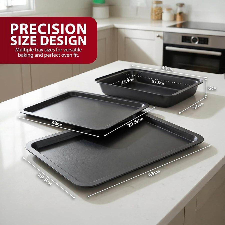 Zeno 3 Piece Non-Stick Baking Tray Set