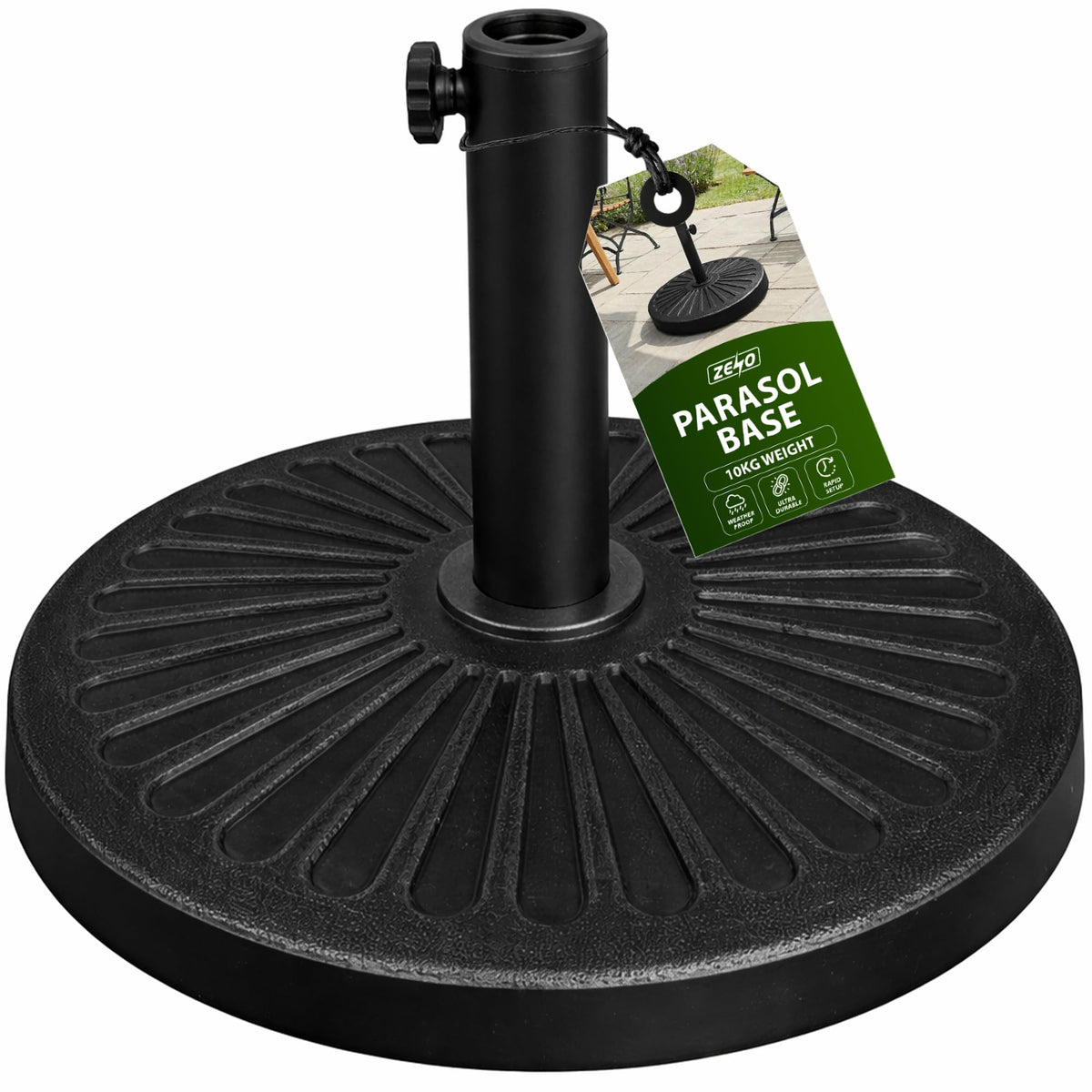 Zeno 10KG Black Sunflower Design Cast Iron Parasol Base