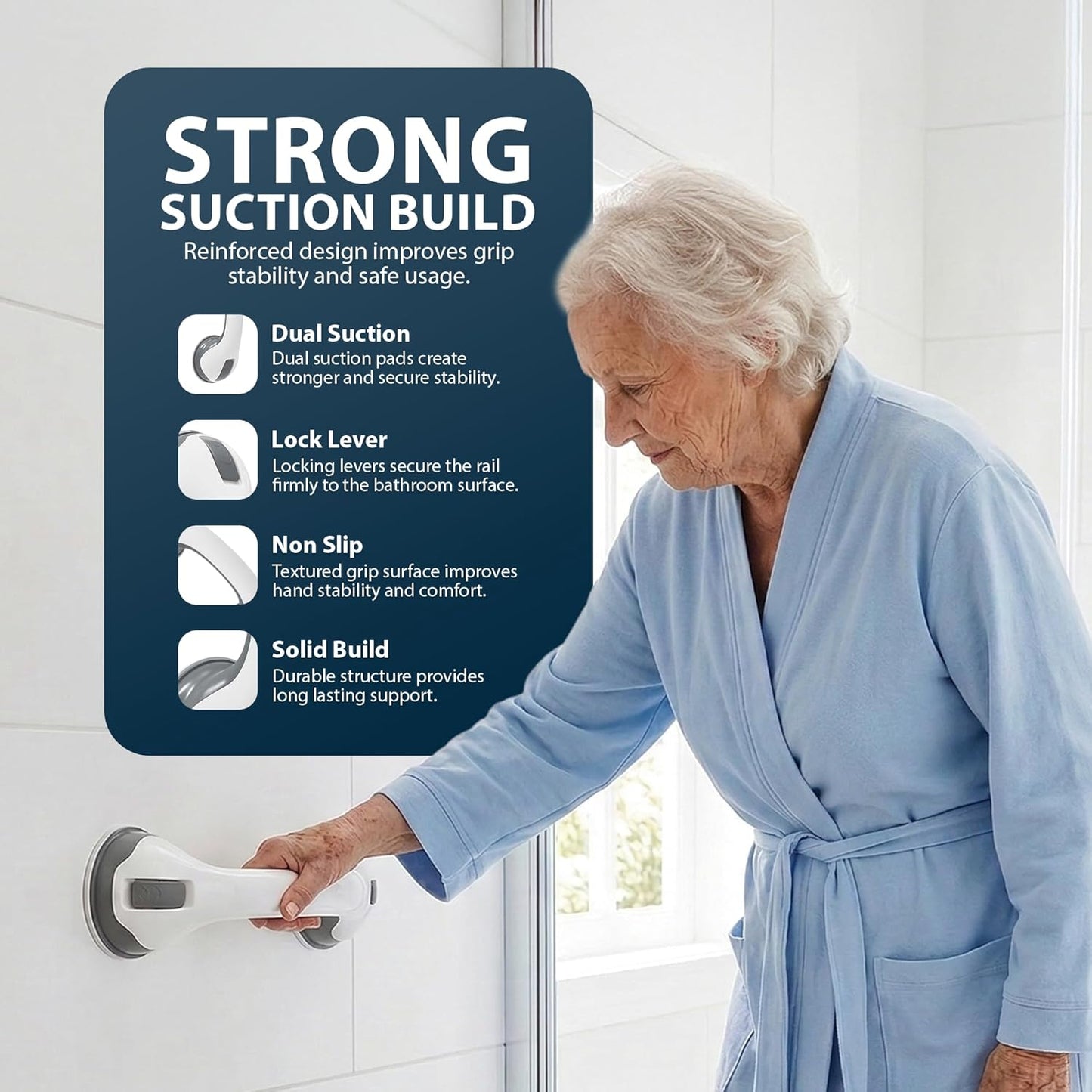 Zeno 2 Pack Grey Grab Rails for Bathroom