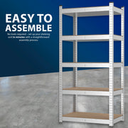 Zeno Set of 2 Silver Regular 5 Tier Garage Shelving Units