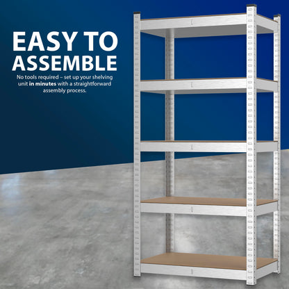 Zeno Set of 2 Silver Regular 5 Tier Garage Shelving Units