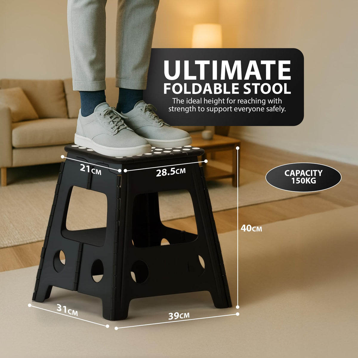 Zeno Black Folding Step Stool